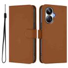 For Realme 10 Pro+ 5G Skin Feel Solid Color Leather Phone Case with Lanyard(Brown) - 2