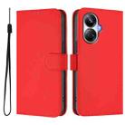 For Realme 10 Pro+ 5G Skin Feel Solid Color Leather Phone Case with Lanyard(Red) - 2