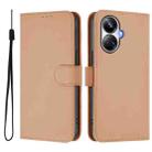 For Realme 10 Pro+ 5G Skin Feel Solid Color Leather Phone Case with Lanyard(Nude) - 2