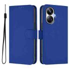 For Realme 10 Pro+ 5G Skin Feel Solid Color Leather Phone Case with Lanyard(Dark Blue) - 2