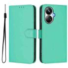 For Realme 10 Pro+ 5G Skin Feel Solid Color Leather Phone Case with Lanyard(Green) - 2