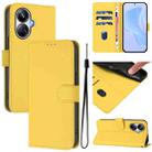 For Realme 10 Pro+ 5G Skin Feel Solid Color Leather Phone Case with Lanyard(Lemon Yellow) - 1