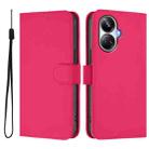 For Realme 10 Pro+ 5G Skin Feel Solid Color Leather Phone Case with Lanyard(Rose Red) - 2