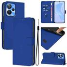 For Realme 10T 5G / 10s 5G Skin Feel Solid Color Leather Phone Case with Lanyard(Dark Blue) - 1