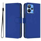 For Realme 10T 5G / 10s 5G Skin Feel Solid Color Leather Phone Case with Lanyard(Dark Blue) - 2