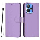 For Realme 10T 5G / 10s 5G Skin Feel Solid Color Leather Phone Case with Lanyard(Lavender Purple) - 2