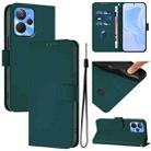 For Realme 10T 5G / 10s 5G Skin Feel Solid Color Leather Phone Case with Lanyard(Dark Green) - 1