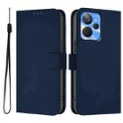 For Realme 10T 5G / 10s 5G Skin Feel Solid Color Leather Phone Case with Lanyard(Navy Blue) - 2