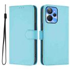 For Realme 10T 5G / 10s 5G Skin Feel Solid Color Leather Phone Case with Lanyard(Sky Blue) - 2