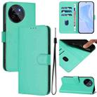 For Realme 11 4G Global Skin Feel Solid Color Leather Phone Case with Lanyard(Green) - 1