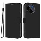 For Realme 11 4G Global Skin Feel Solid Color Leather Phone Case with Lanyard(Black) - 2