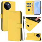 For Realme 11 4G Global Skin Feel Solid Color Leather Phone Case with Lanyard(Lemon Yellow) - 1