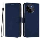 For Realme 11 4G Global Skin Feel Solid Color Leather Phone Case with Lanyard(Navy Blue) - 2