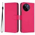 For Realme 11 4G Global Skin Feel Solid Color Leather Phone Case with Lanyard(Rose Red) - 2