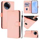 For Realme 11 5G Global Skin Feel Solid Color Leather Phone Case with Lanyard(Pink) - 1