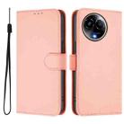 For Realme 11 5G Global Skin Feel Solid Color Leather Phone Case with Lanyard(Pink) - 2