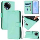 For Realme 11 5G Global Skin Feel Solid Color Leather Phone Case with Lanyard(Mint Green) - 1