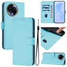For Realme 11 5G Global Skin Feel Solid Color Leather Phone Case with Lanyard(Sky Blue) - 1