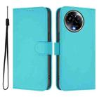 For Realme 11 5G Global Skin Feel Solid Color Leather Phone Case with Lanyard(Lake Blue) - 2