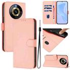 For Realme Narzo 60 Pro Global Skin Feel Solid Color Leather Phone Case with Lanyard(Pink) - 1