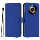 For Realme Narzo 60 Pro Global Skin Feel Solid Color Leather Phone Case with Lanyard(Dark Blue) - 2