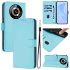 For Realme Narzo 60 Pro Global Skin Feel Solid Color Leather Phone Case with Lanyard(Sky Blue) - 1