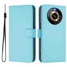 For Realme Narzo 60 Pro Global Skin Feel Solid Color Leather Phone Case with Lanyard(Sky Blue) - 2