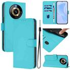 For Realme Narzo 60 Pro Global Skin Feel Solid Color Leather Phone Case with Lanyard(Lake Blue) - 1