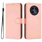 For Realme 12 5G Global Skin Feel Solid Color Leather Phone Case with Lanyard(Pink) - 2