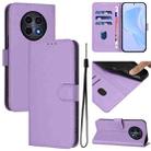 For Realme 12 5G Global Skin Feel Solid Color Leather Phone Case with Lanyard(Lavender Purple) - 1