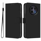 For Realme 12 5G Global Skin Feel Solid Color Leather Phone Case with Lanyard(Black) - 2