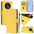 For Realme 12 5G Global Skin Feel Solid Color Leather Phone Case with Lanyard(Lemon Yellow) - 1