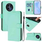 For Realme 12 5G Global Skin Feel Solid Color Leather Phone Case with Lanyard(Mint Green) - 1