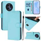 For Realme 12 5G Global Skin Feel Solid Color Leather Phone Case with Lanyard(Sky Blue) - 1