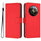 For Realme 12+ 5G Global Skin Feel Solid Color Leather Phone Case with Lanyard(Red) - 2