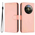 For Realme 12+ 5G Global Skin Feel Solid Color Leather Phone Case with Lanyard(Pink) - 2