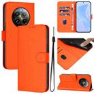 For Realme 12+ 5G Global Skin Feel Solid Color Leather Phone Case with Lanyard(Orange) - 1