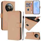 For Realme 12+ 5G Global Skin Feel Solid Color Leather Phone Case with Lanyard(Nude) - 1