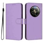 For Realme 12+ 5G Global Skin Feel Solid Color Leather Phone Case with Lanyard(Lavender Purple) - 2