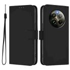 For Realme 12+ 5G Global Skin Feel Solid Color Leather Phone Case with Lanyard(Black) - 2