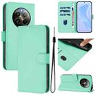 For Realme 12+ 5G Global Skin Feel Solid Color Leather Phone Case with Lanyard(Mint Green) - 1