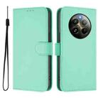 For Realme 12+ 5G Global Skin Feel Solid Color Leather Phone Case with Lanyard(Mint Green) - 2