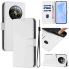 For Realme 12+ 5G Global Skin Feel Solid Color Leather Phone Case with Lanyard(White) - 1