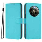 For Realme 12+ 5G Global Skin Feel Solid Color Leather Phone Case with Lanyard(Lake Blue) - 2