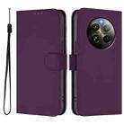 For Realme 12+ 5G Global Skin Feel Solid Color Leather Phone Case with Lanyard(Violet) - 2