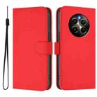 For Realme 12 Pro 5G Global Skin Feel Solid Color Leather Phone Case with Lanyard(Red) - 2