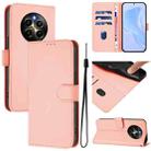 For Realme 12 Pro 5G Global Skin Feel Solid Color Leather Phone Case with Lanyard(Pink) - 1