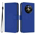 For Realme 12 Pro 5G Global Skin Feel Solid Color Leather Phone Case with Lanyard(Dark Blue) - 2