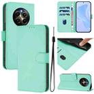 For Realme 12 Pro 5G Global Skin Feel Solid Color Leather Phone Case with Lanyard(Mint Green) - 1