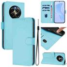 For Realme 12 Pro 5G Global Skin Feel Solid Color Leather Phone Case with Lanyard(Sky Blue) - 1